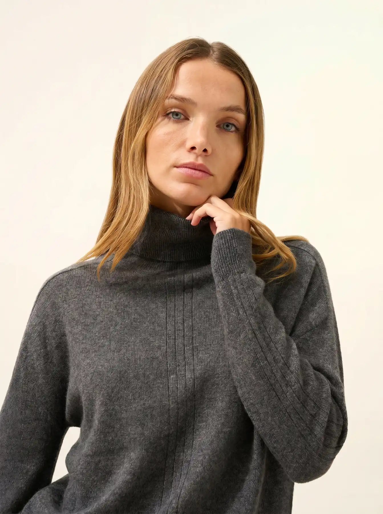 ORIANNE pullover rollkragen anthrazit meliert