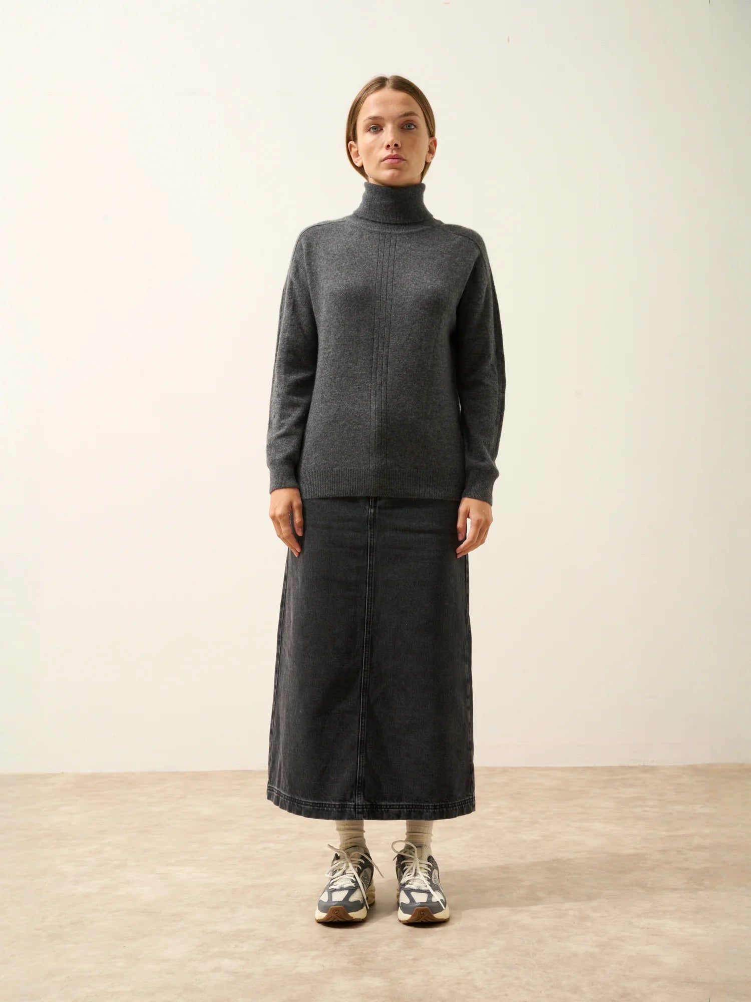 ORIANNE pullover rollkragen anthrazit meliert