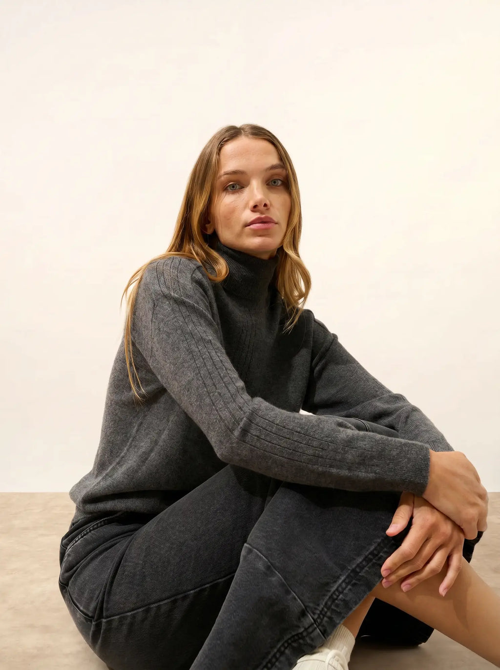 ORIANNE pullover rollkragen anthrazit meliert