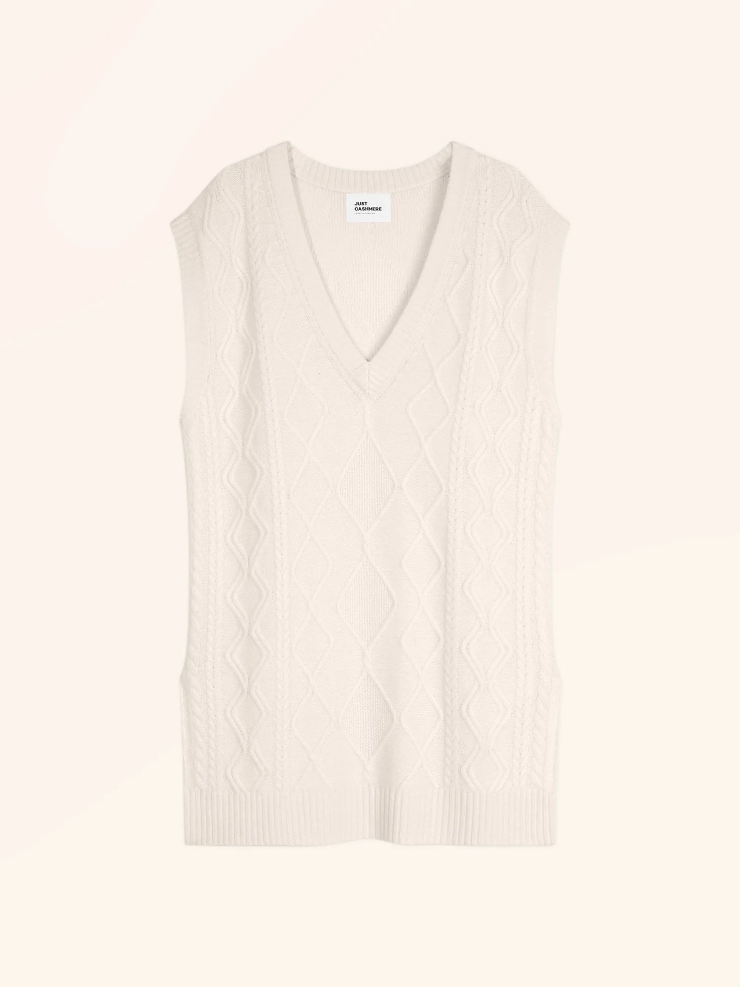 VIVENA pullover v-ausschnitt ärmellos 4-fädig elfenbein