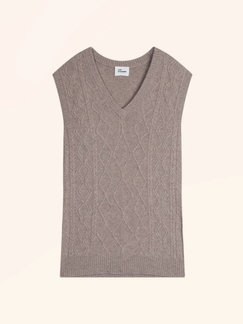 VIVENA pullover v-ausschnitt ärmellos 4-fädig caribou meliert