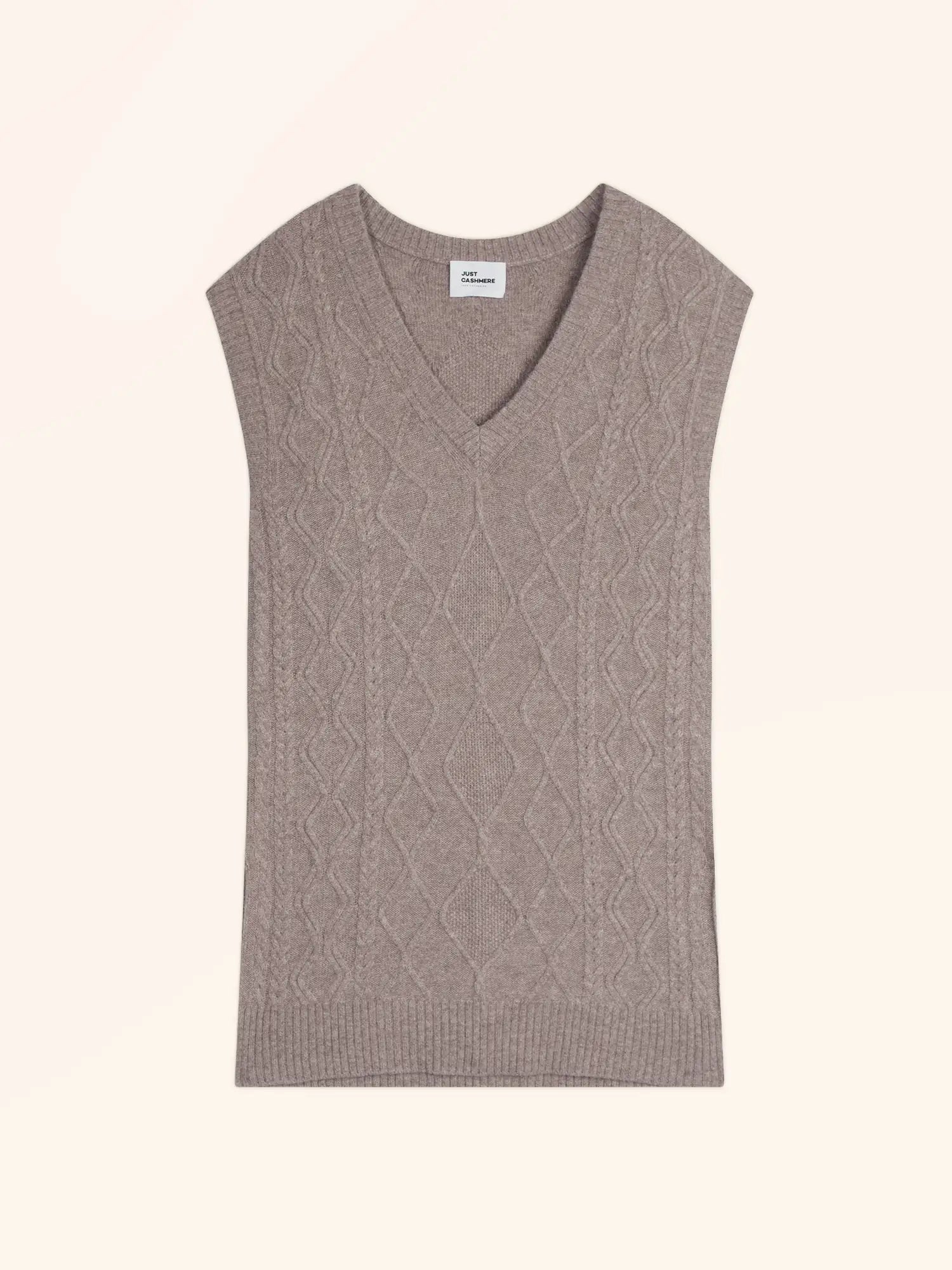 VIVENA pullover v-ausschnitt ärmellos 4-fädig caribou meliert