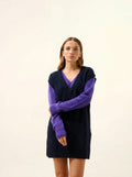 VIVENA pullover v-ausschnitt ärmellos 4-fädig marineblau