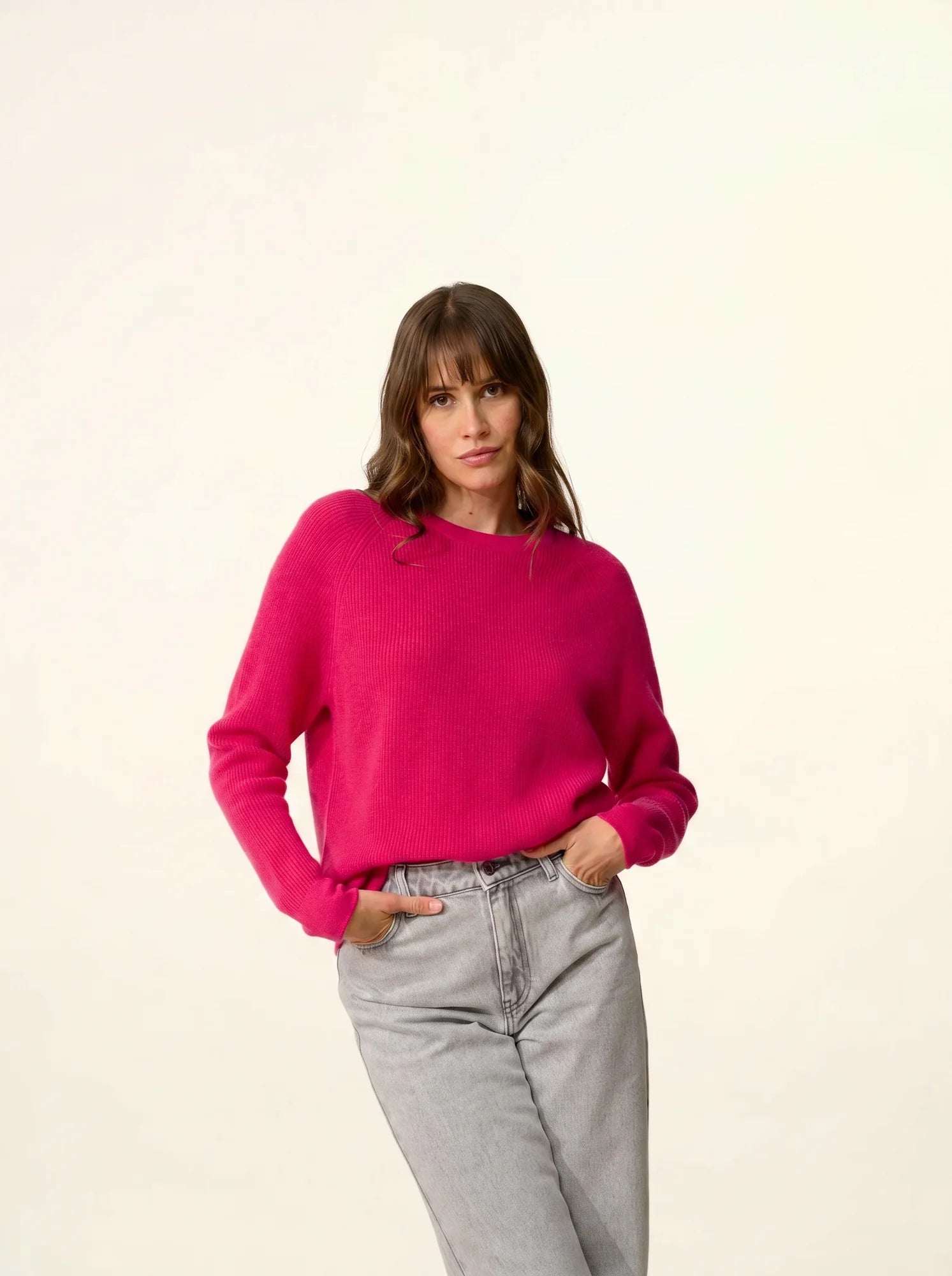 SOLAYA pullover rundhalsausschnitt fuchsia