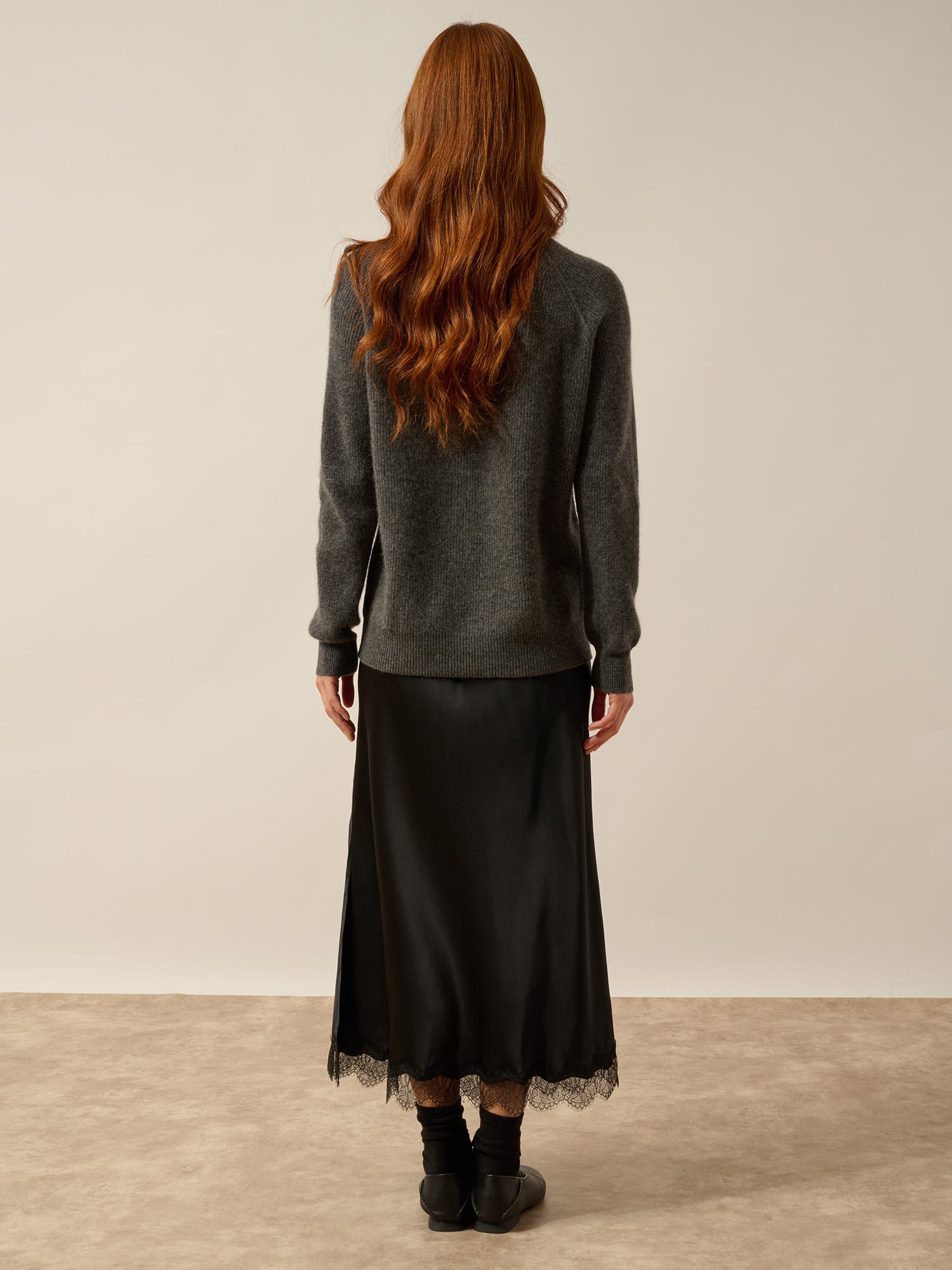 ISADORA pull col rond anthracite chiné