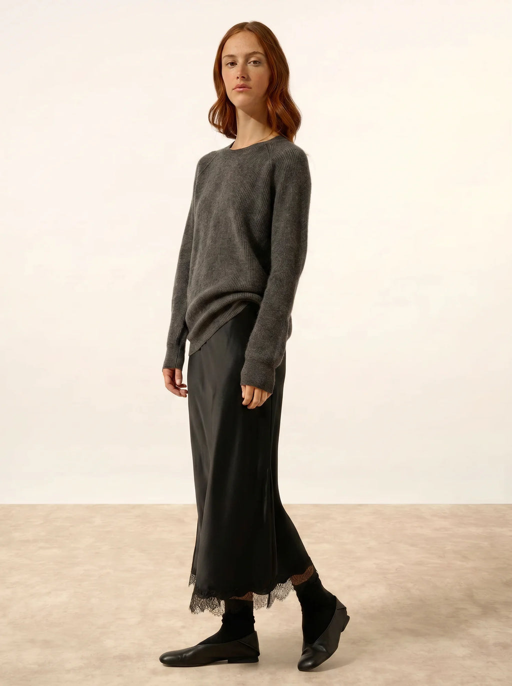 ISADORA pullover rundhalsausschnitt anthrazit meliert