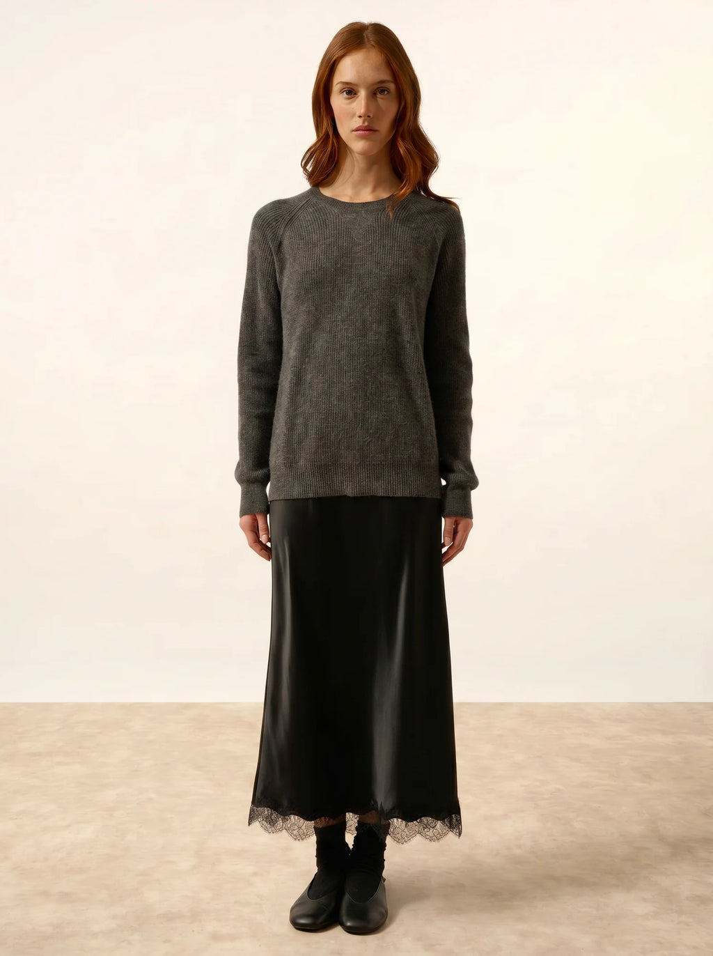 ISADORA pullover rundhalsausschnitt anthrazit meliert
