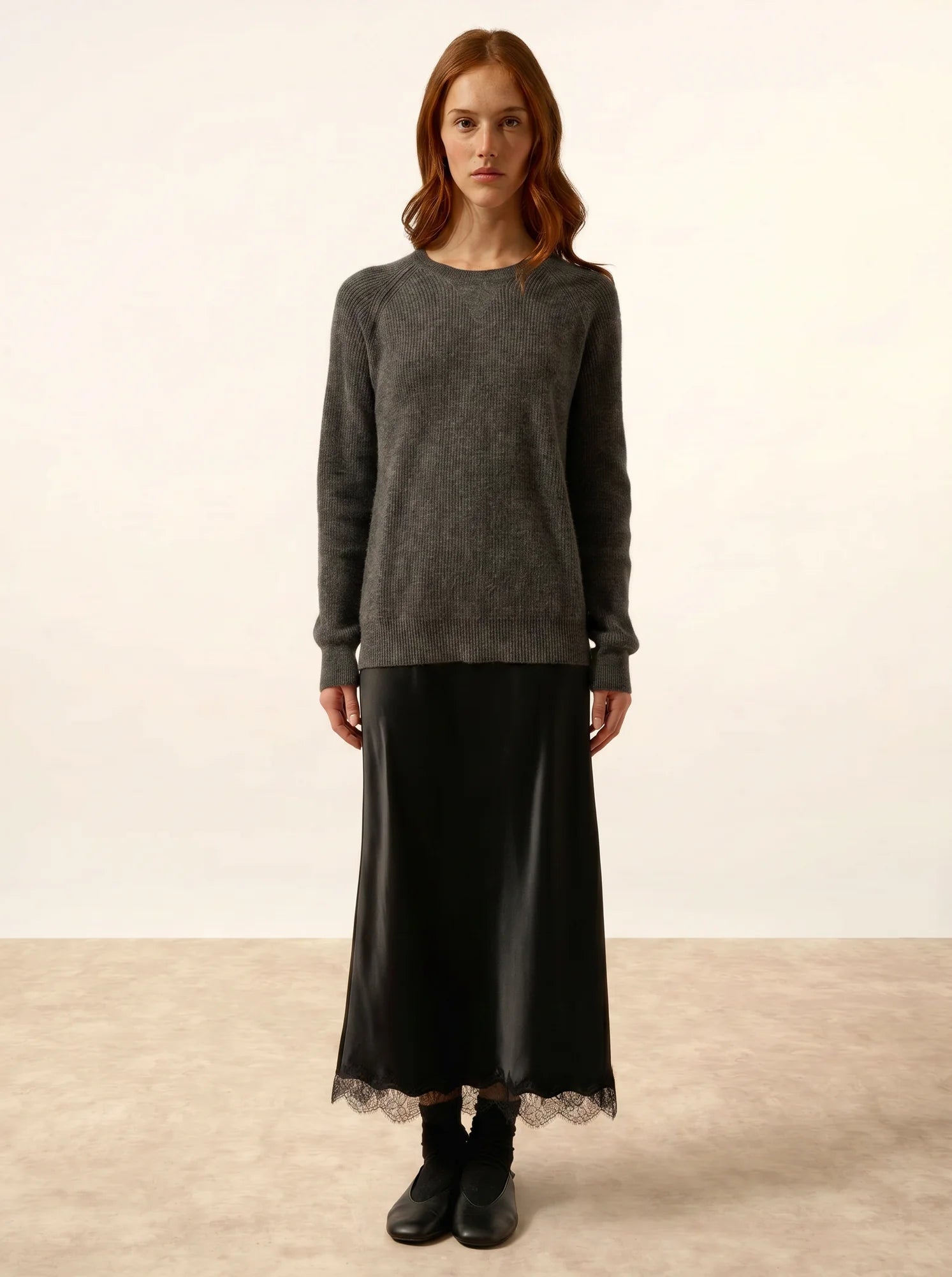 ISADORA pullover rundhalsausschnitt anthrazit meliert