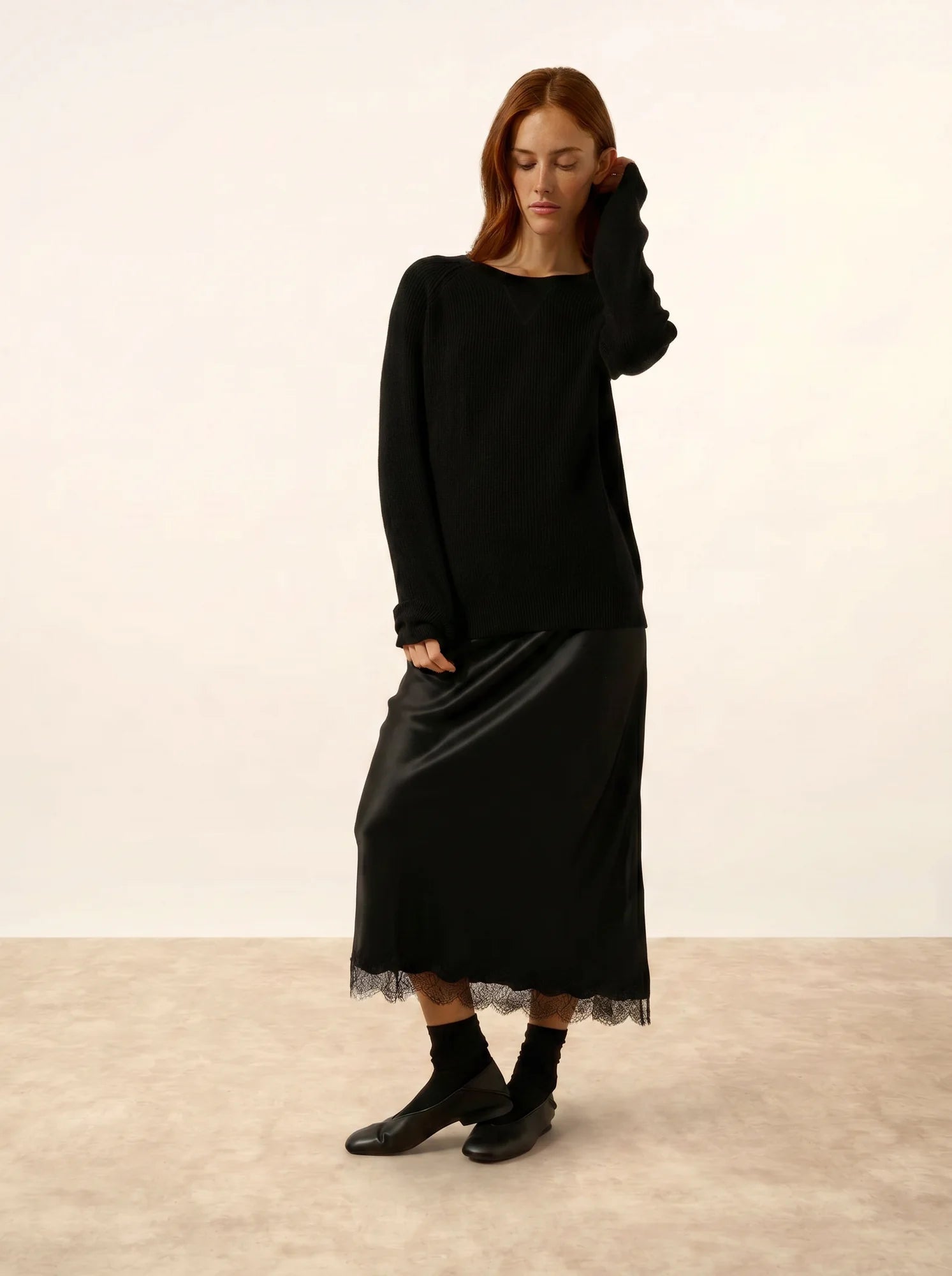 ISADORA pullover rundhalsausschnitt schwarz