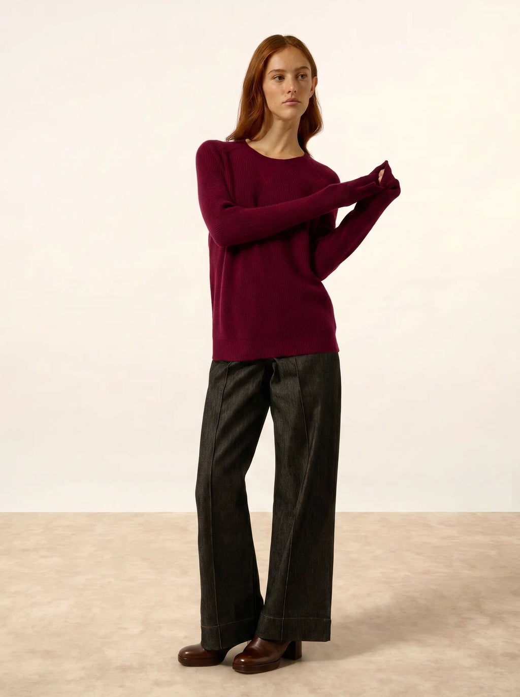 ISADORA pullover rundhalsausschnitt bordeaux