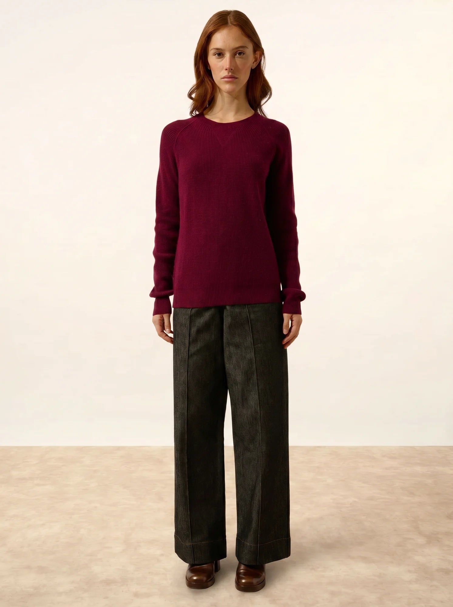 ISADORA pullover rundhalsausschnitt bordeaux
