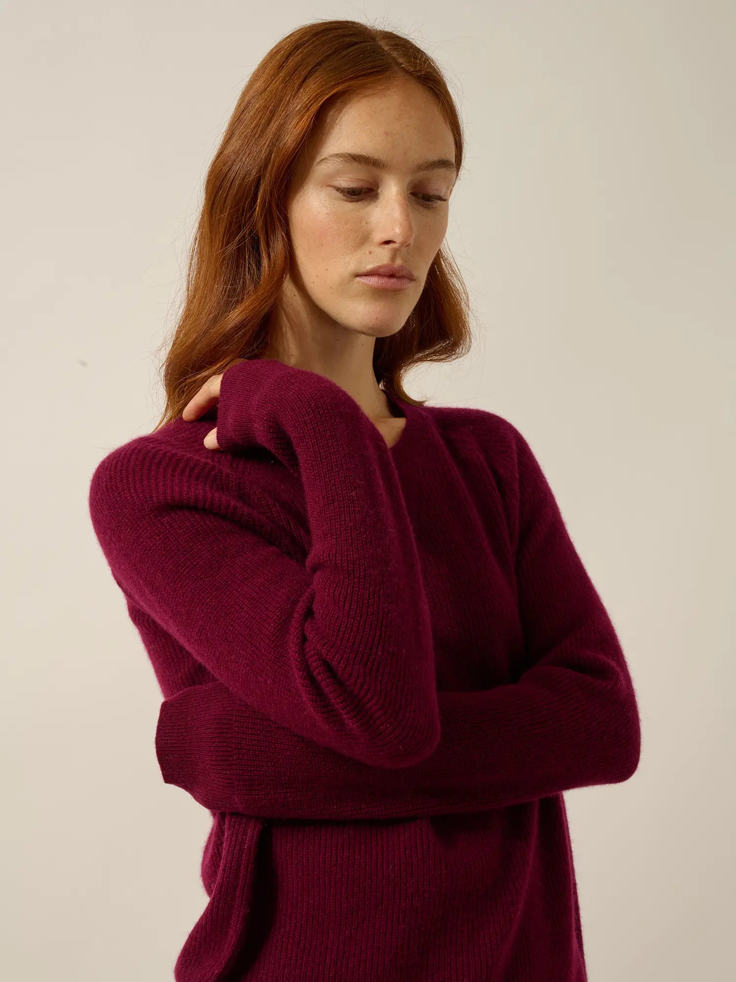 ISADORA pullover rundhalsausschnitt bordeaux