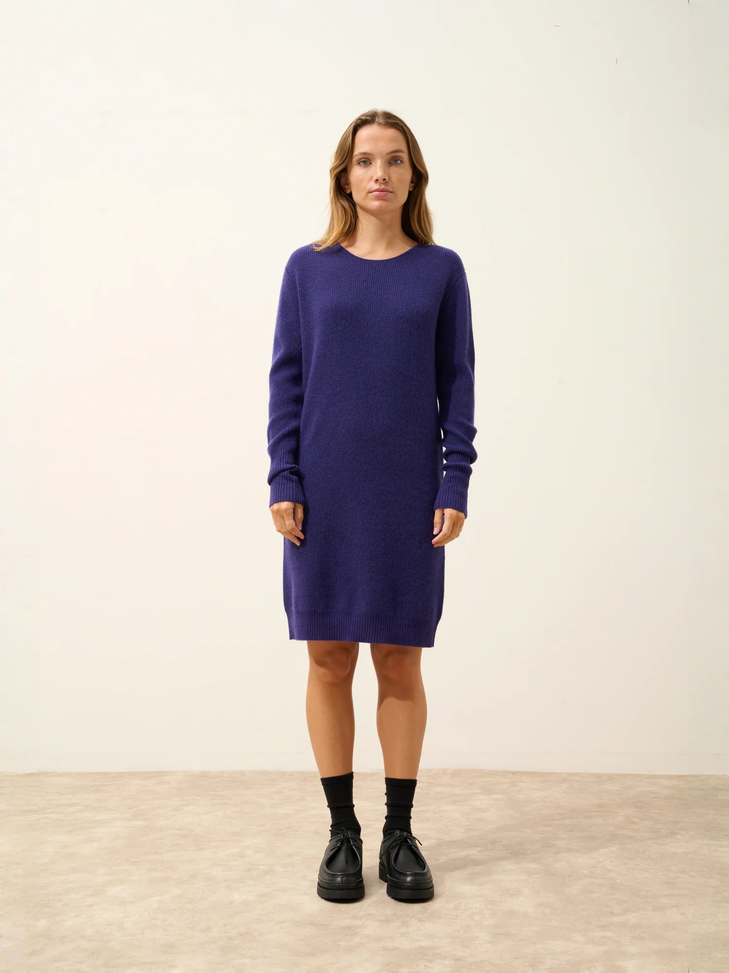 AURÉLINE kleid rundhalsausschnitt violett