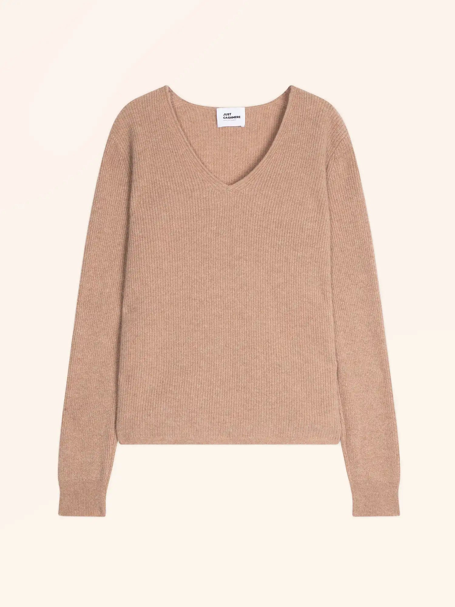 CIELORA pullover v-ausschnitt camel meliert