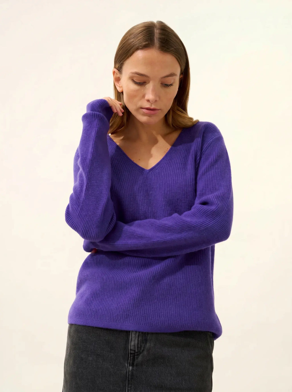 CIELORA pullover v-ausschnitt améthyste