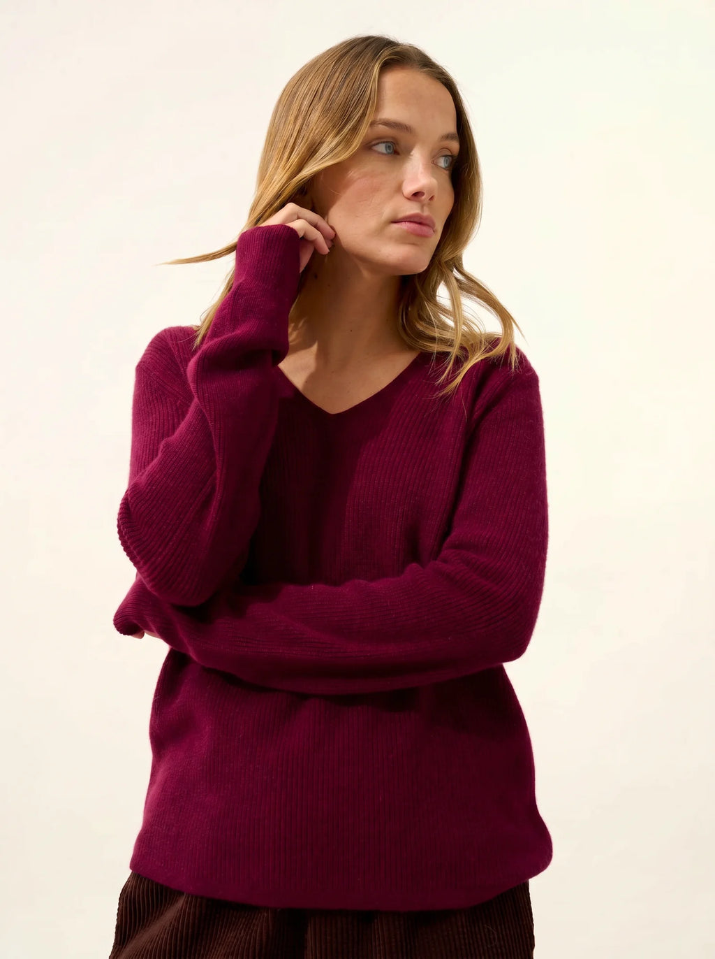 CIELORA pullover v-ausschnitt bordeaux