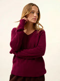 CIELORA pullover v-ausschnitt bordeaux