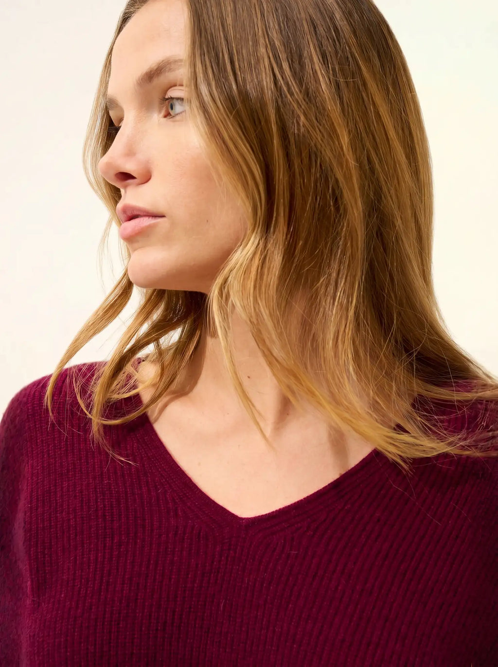 CIELORA pullover v-ausschnitt bordeaux