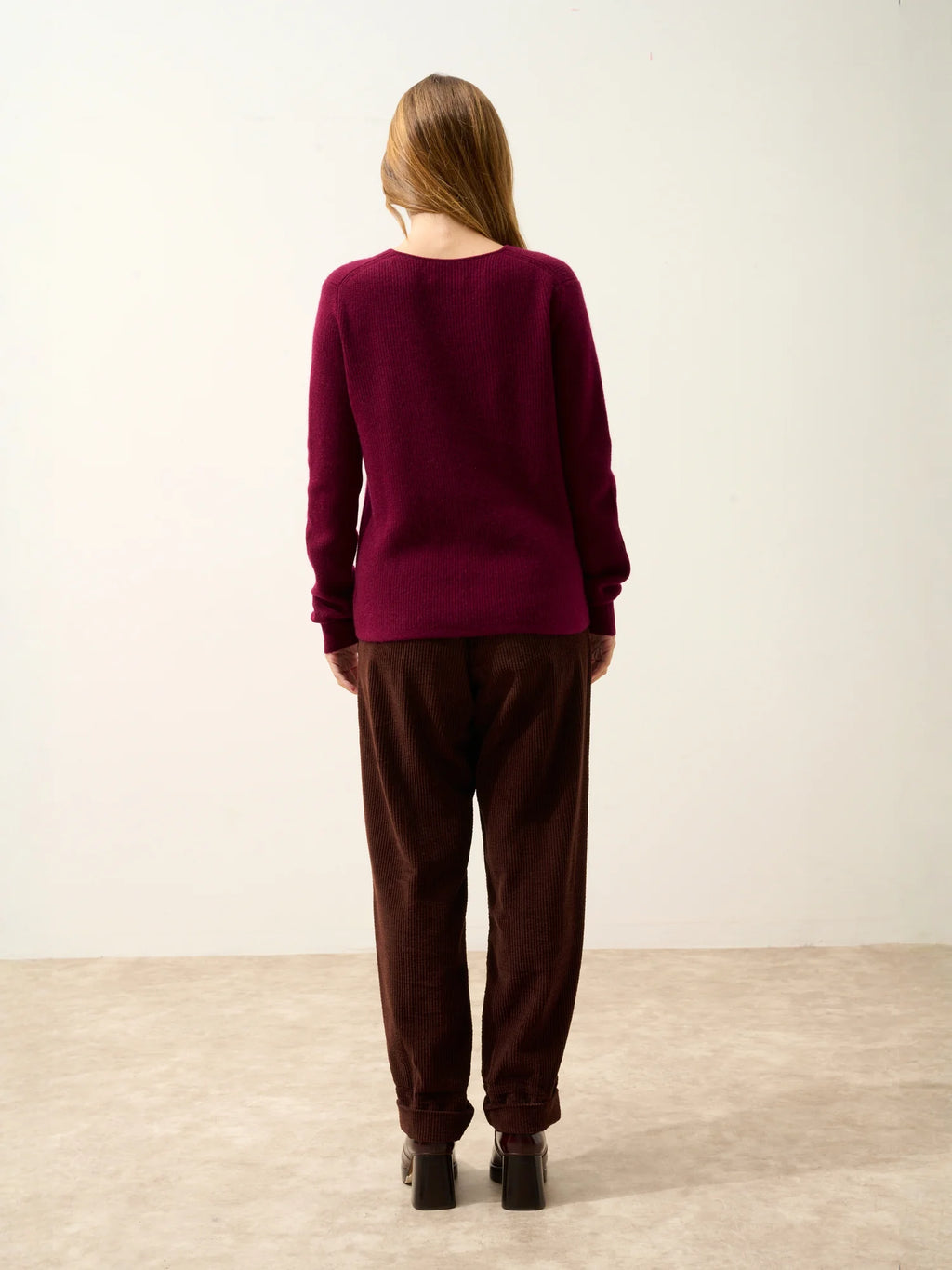 CIELORA pullover v-ausschnitt bordeaux