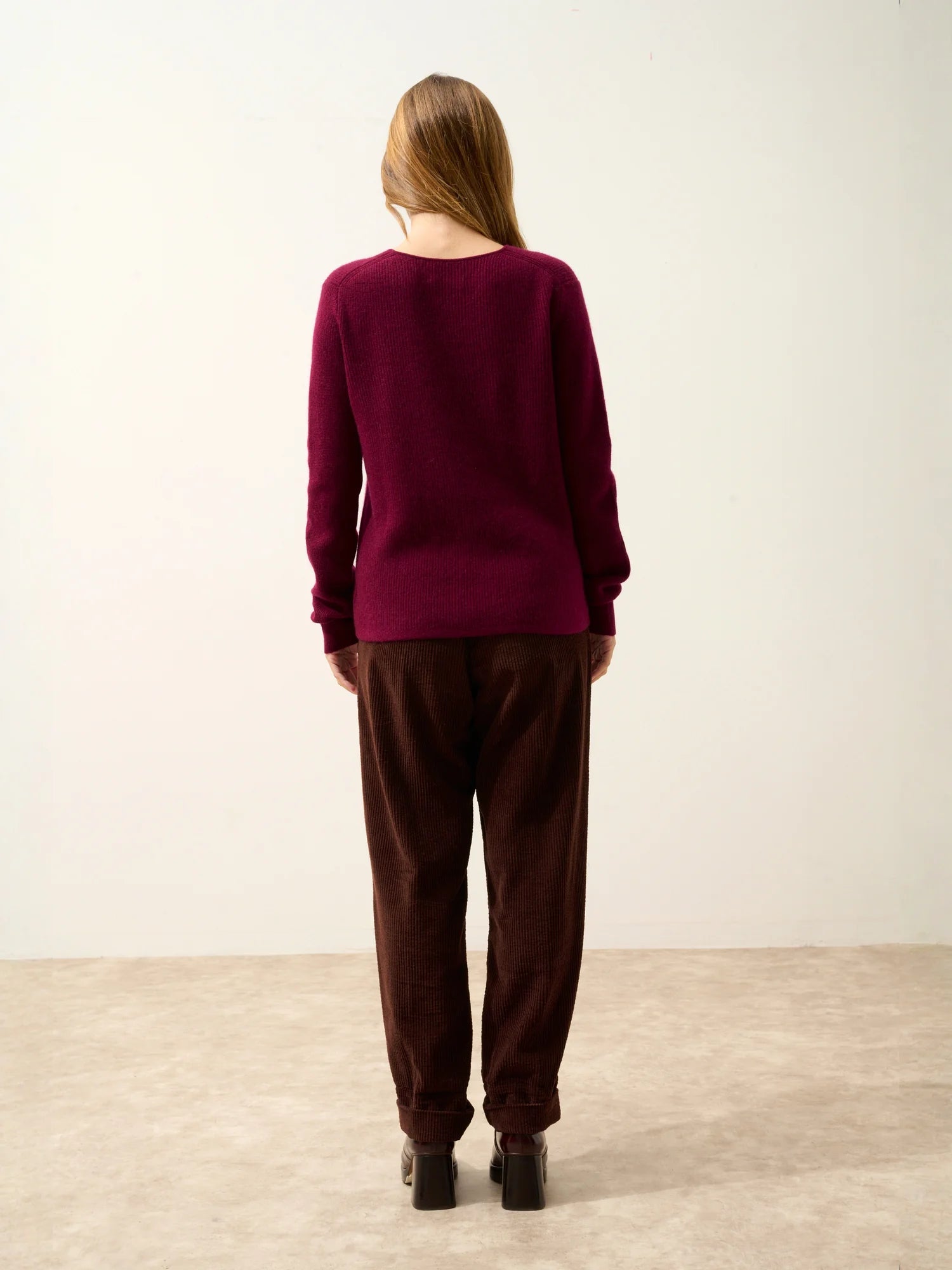 CIELORA pullover v-ausschnitt bordeaux