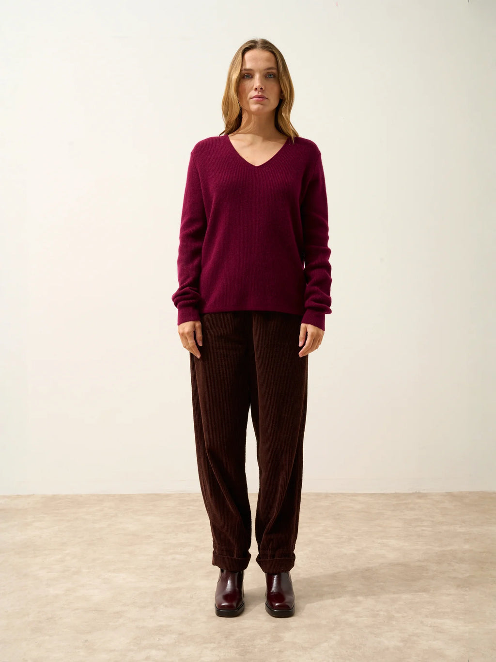 CIELORA pullover v-ausschnitt bordeaux
