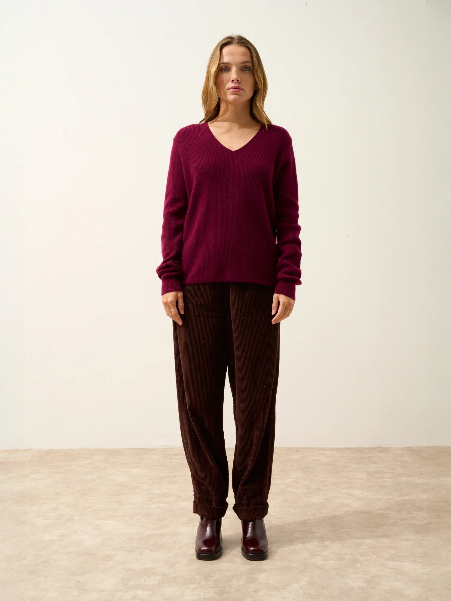 CIELORA pullover v-ausschnitt bordeaux