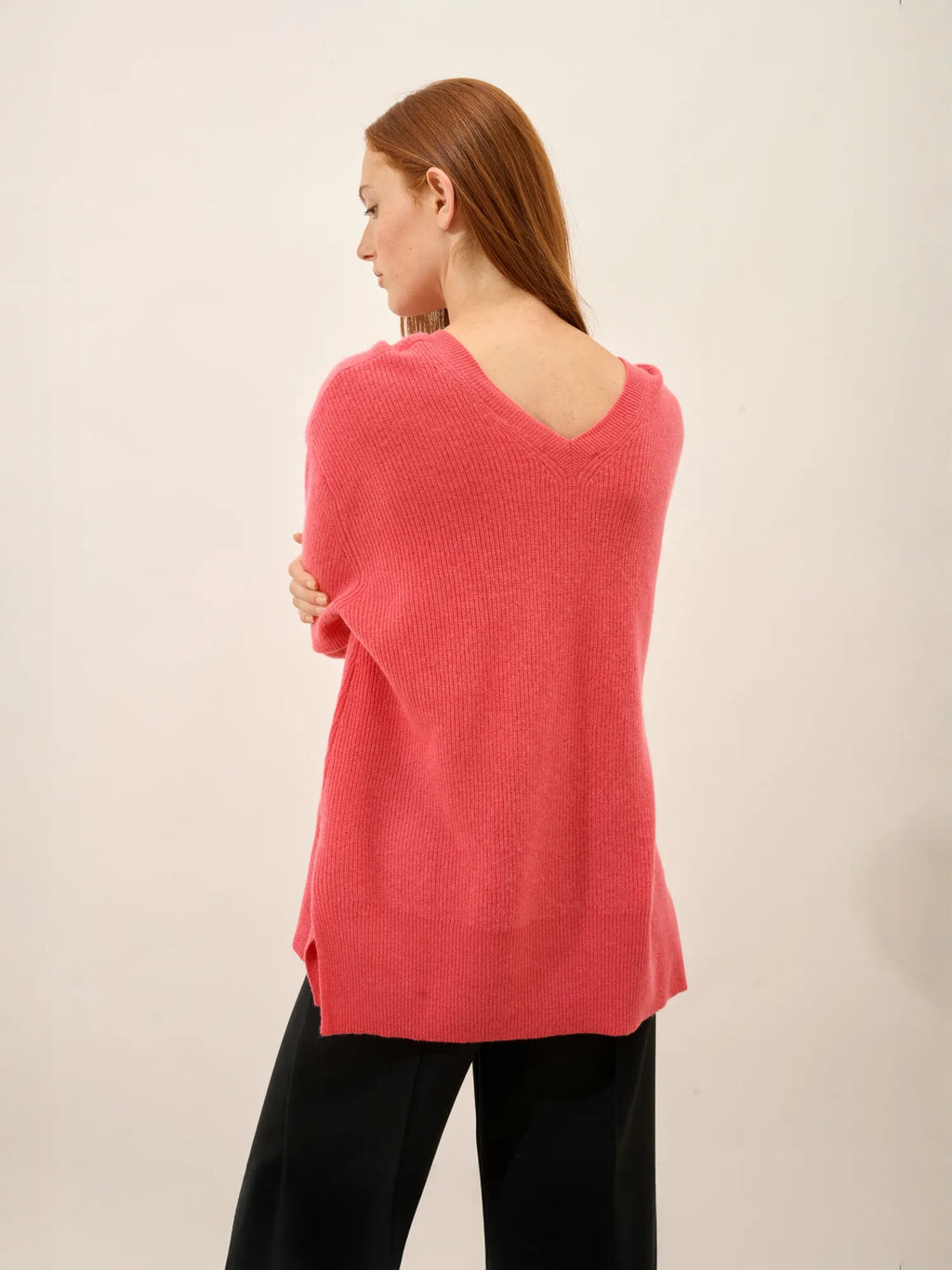 SERÉLIS pullover v-ausschnitt vorne und hinten fraise
