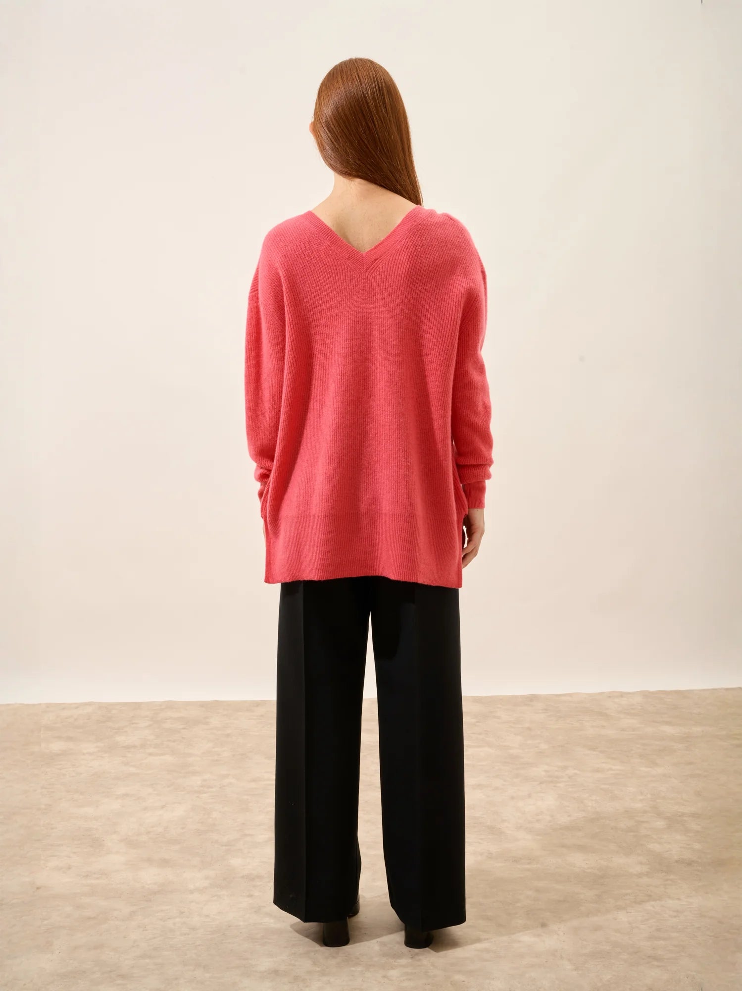 SERÉLIS pullover v-ausschnitt vorne und hinten fraise