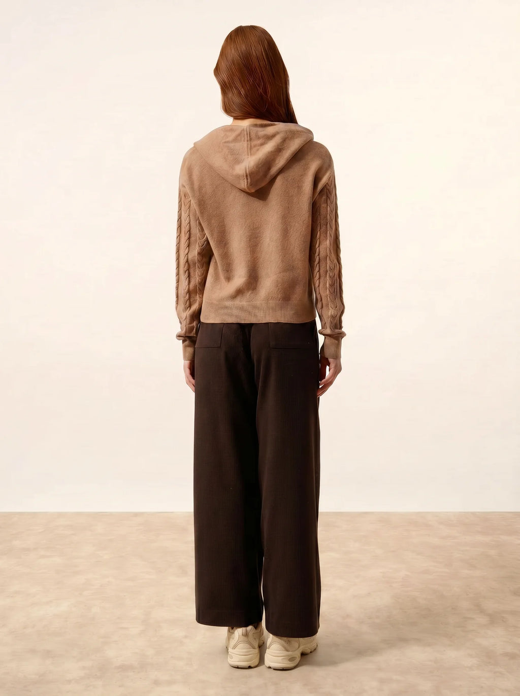 POLARA pullover mit kapuze camel meliert