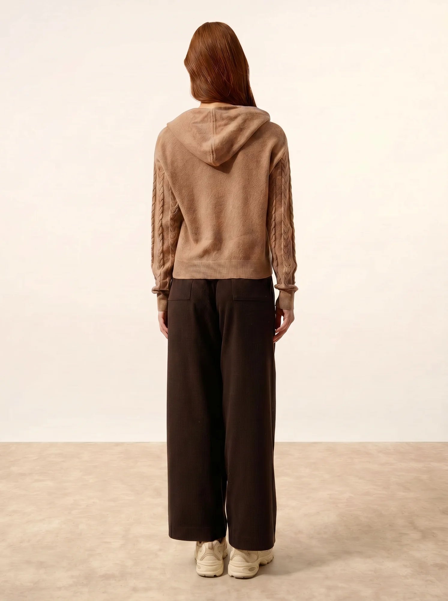 POLARA pullover mit kapuze camel meliert