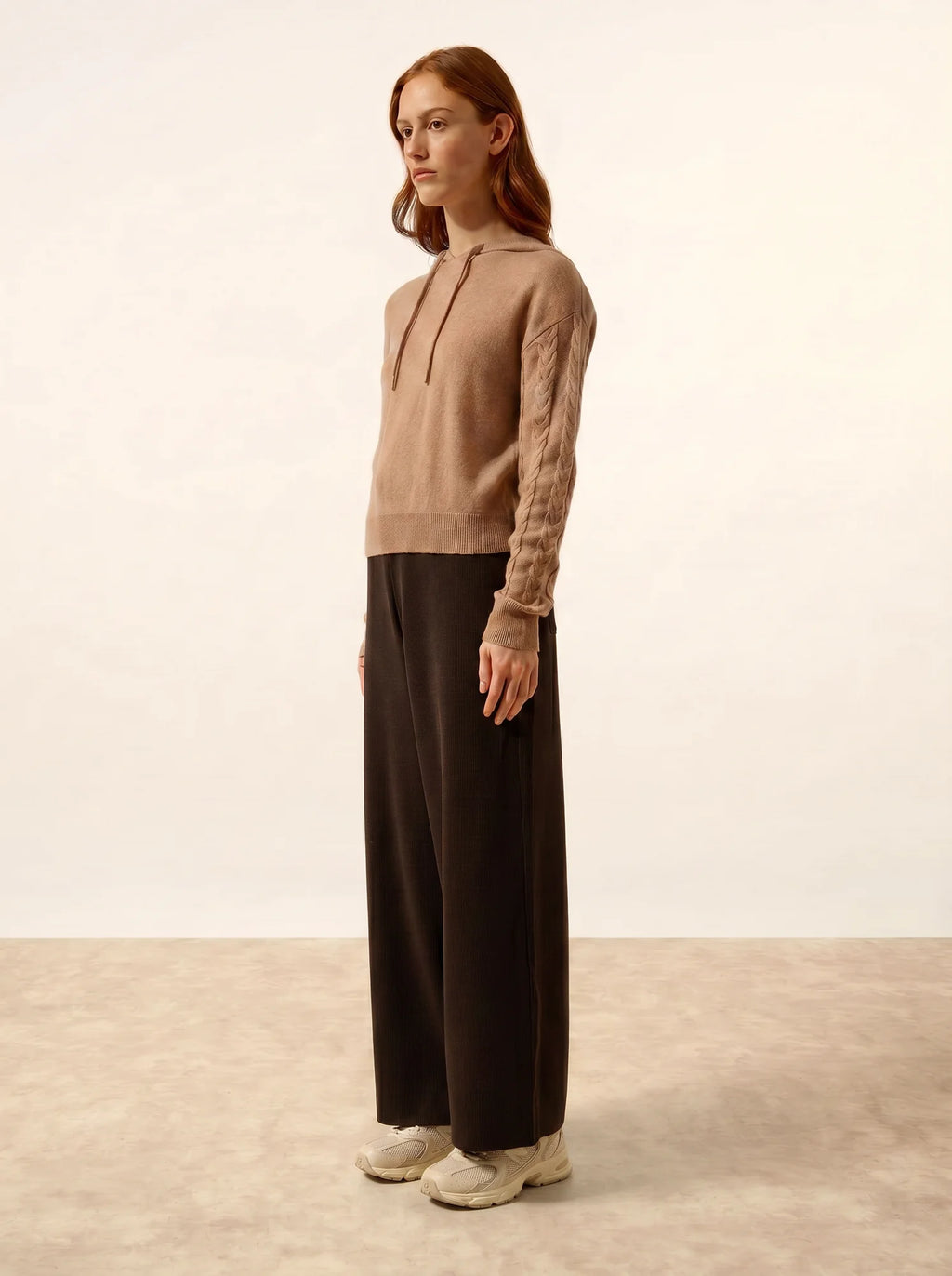 POLARA pullover mit kapuze camel meliert