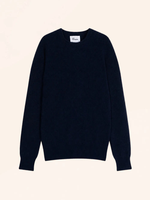 BRENNAN pull col rond bleu marine