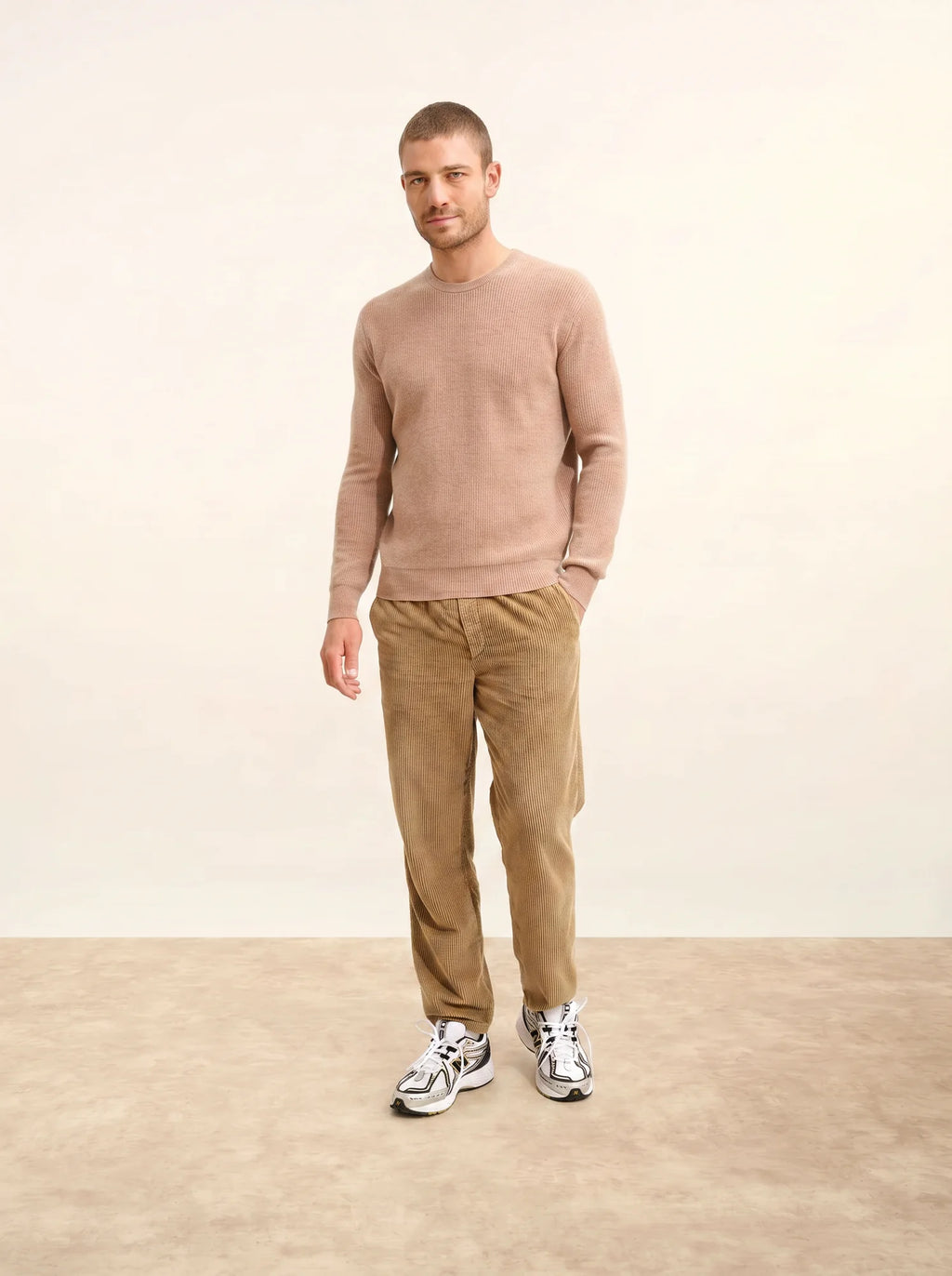 BRENNAN pullover rundhalsausschnitt camel meliert