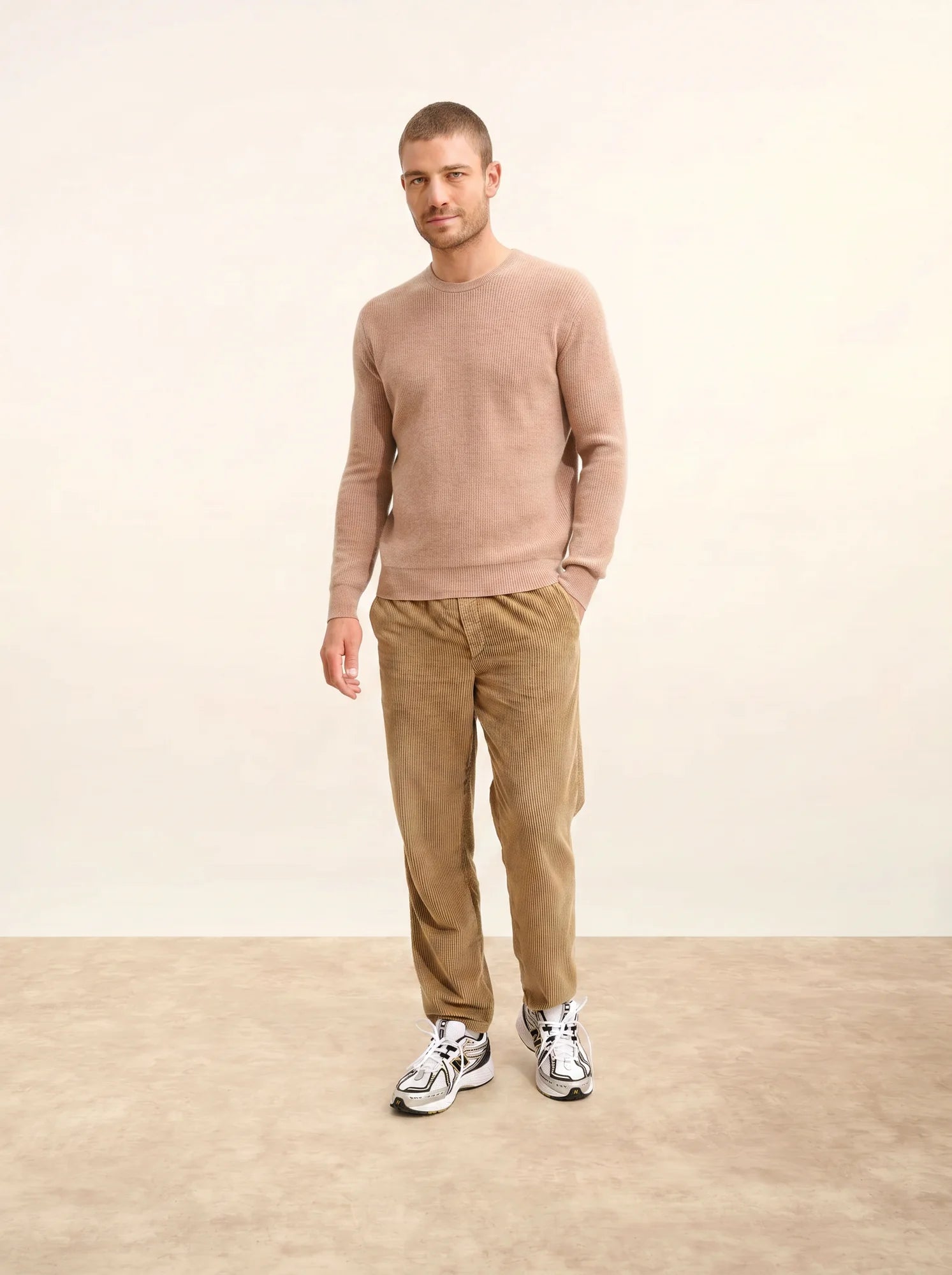 BRENNAN pullover rundhalsausschnitt camel meliert