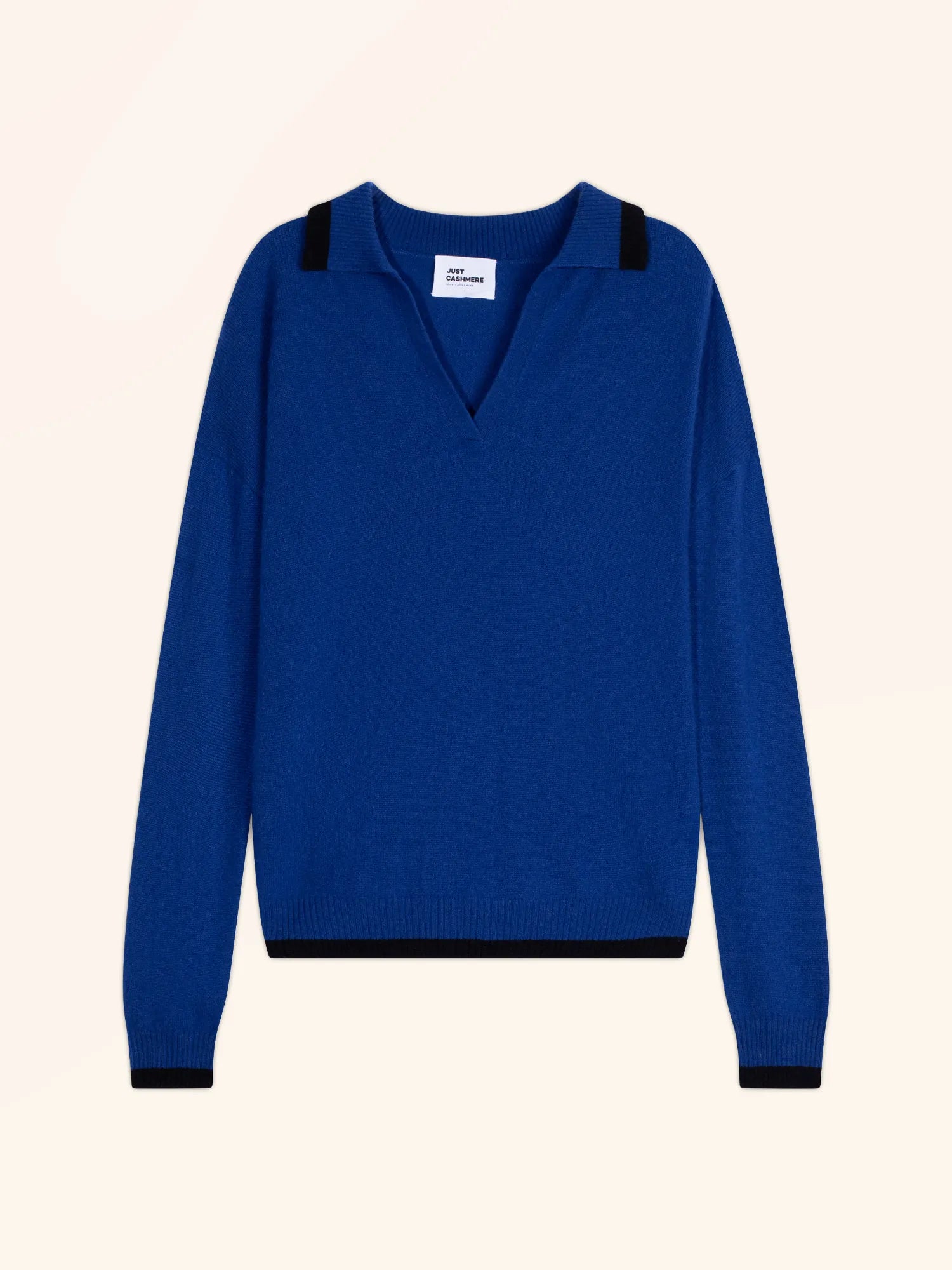 ÉOLIANE poloshirt v-ausschnitt croisé ultramarin und schwarz