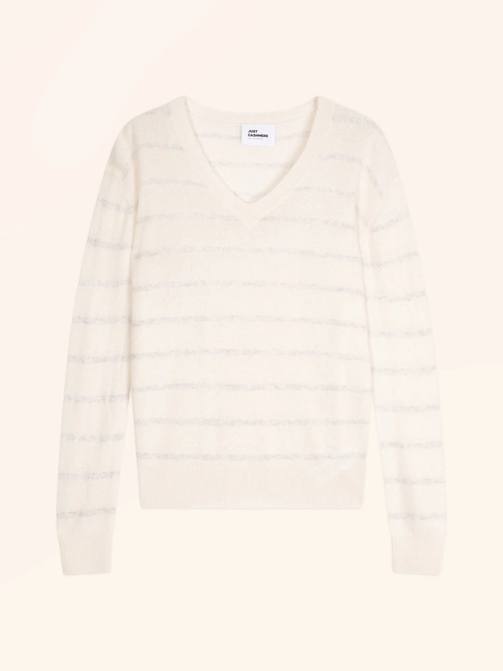 CÉLIMÉE pullover v-ausschnitt perlgrau meliert und elfenbein
