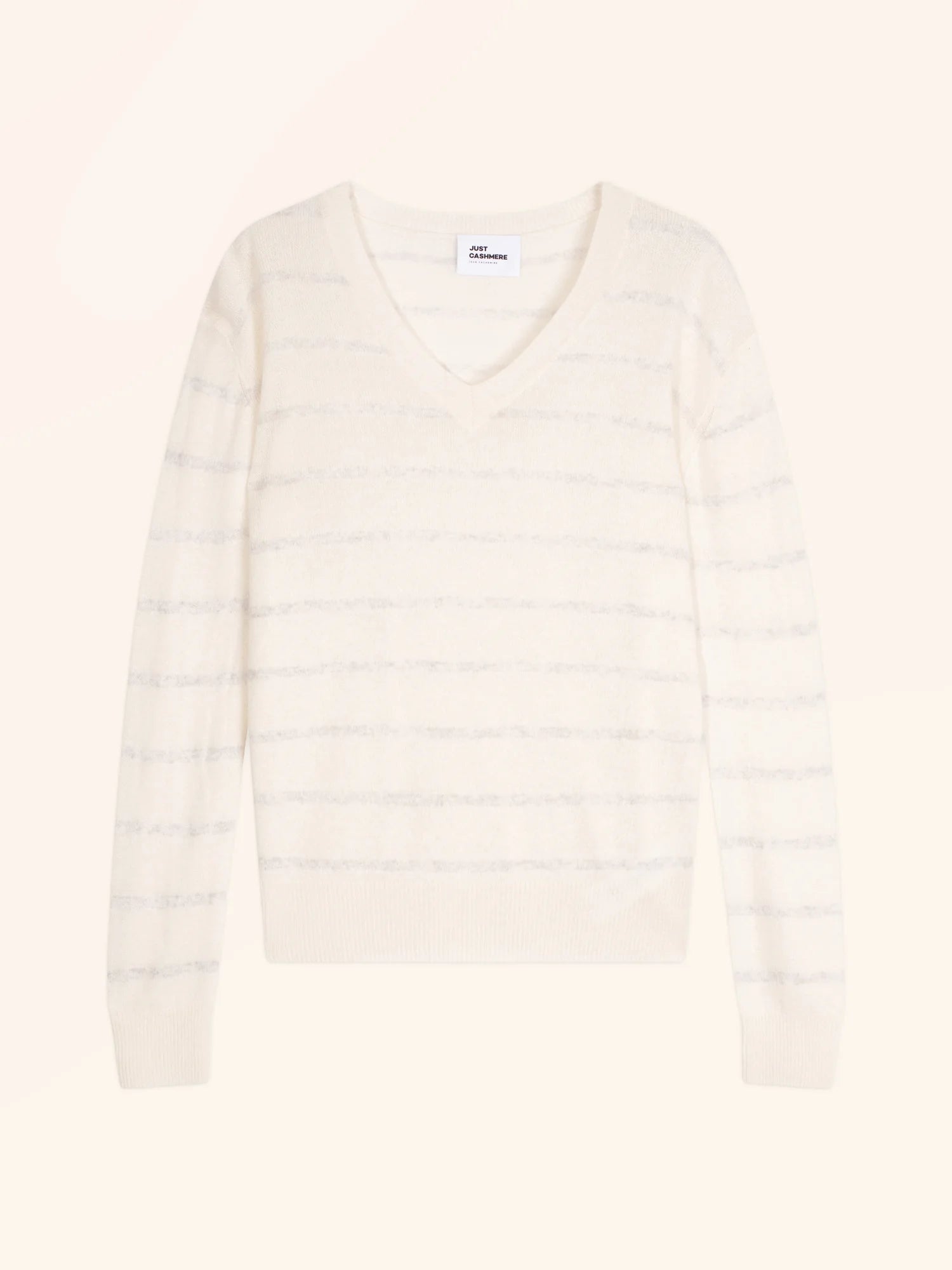 CÉLIMÉE pullover v-ausschnitt perlgrau meliert und elfenbein