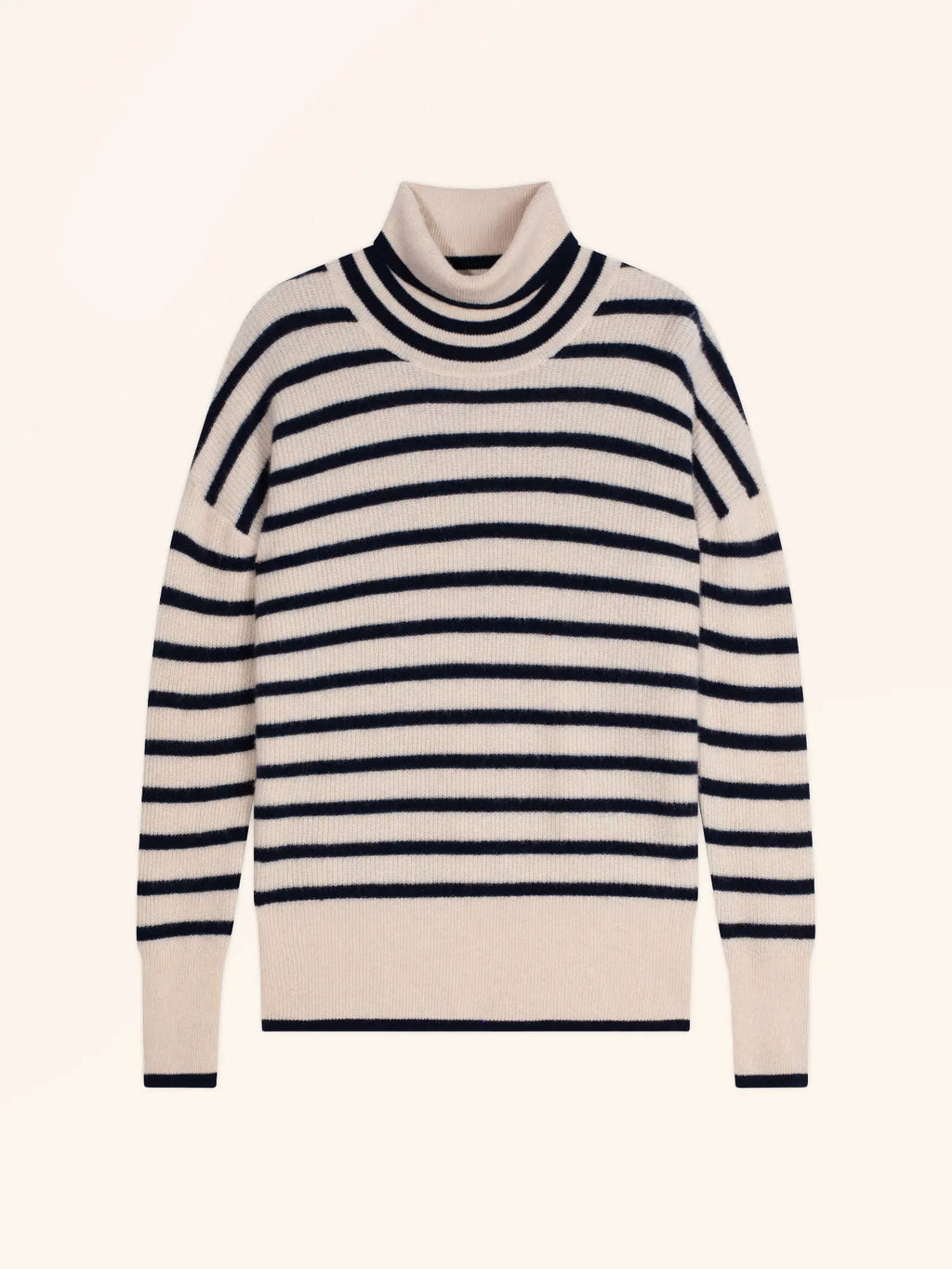 ORÉLIS pullover rollkragen sand und marineblau