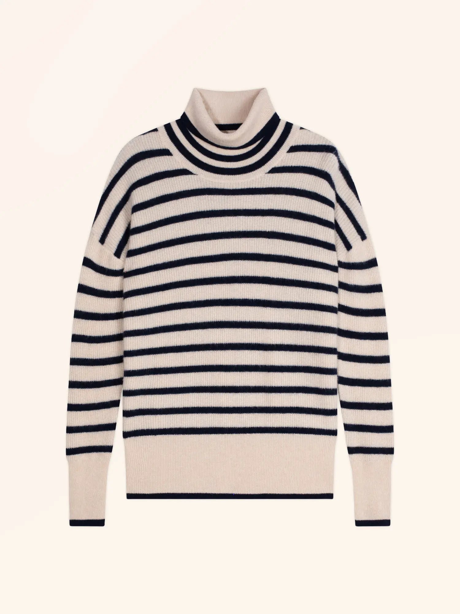 ORÉLIS pullover rollkragen sand und marineblau