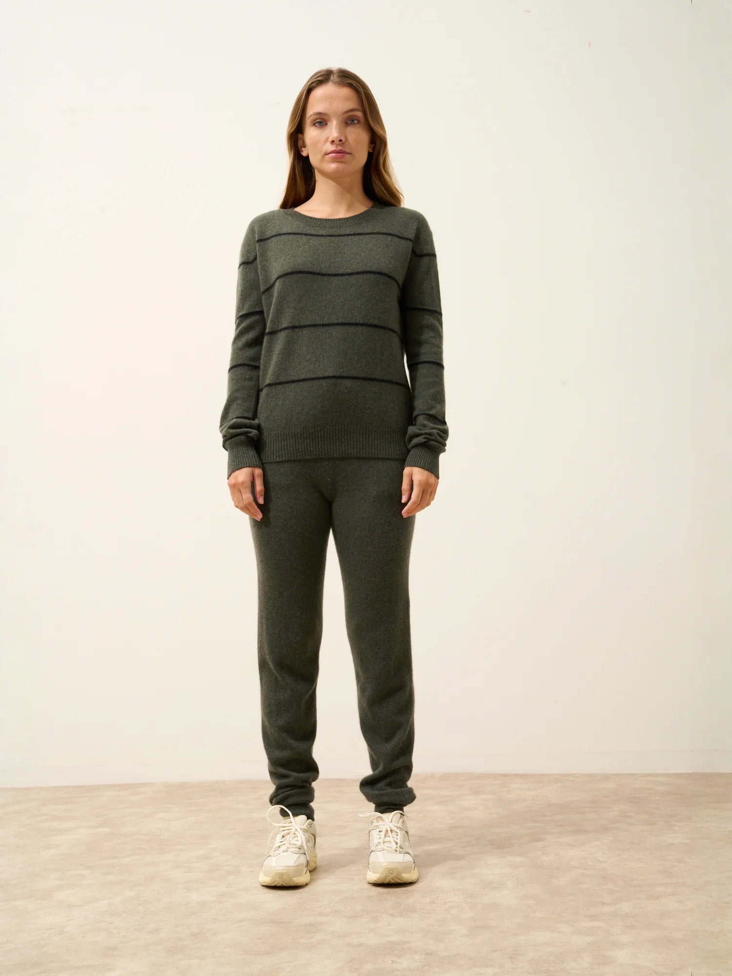 JENNY pullover u-boot-ausschnitt khaki meliert und schwarz