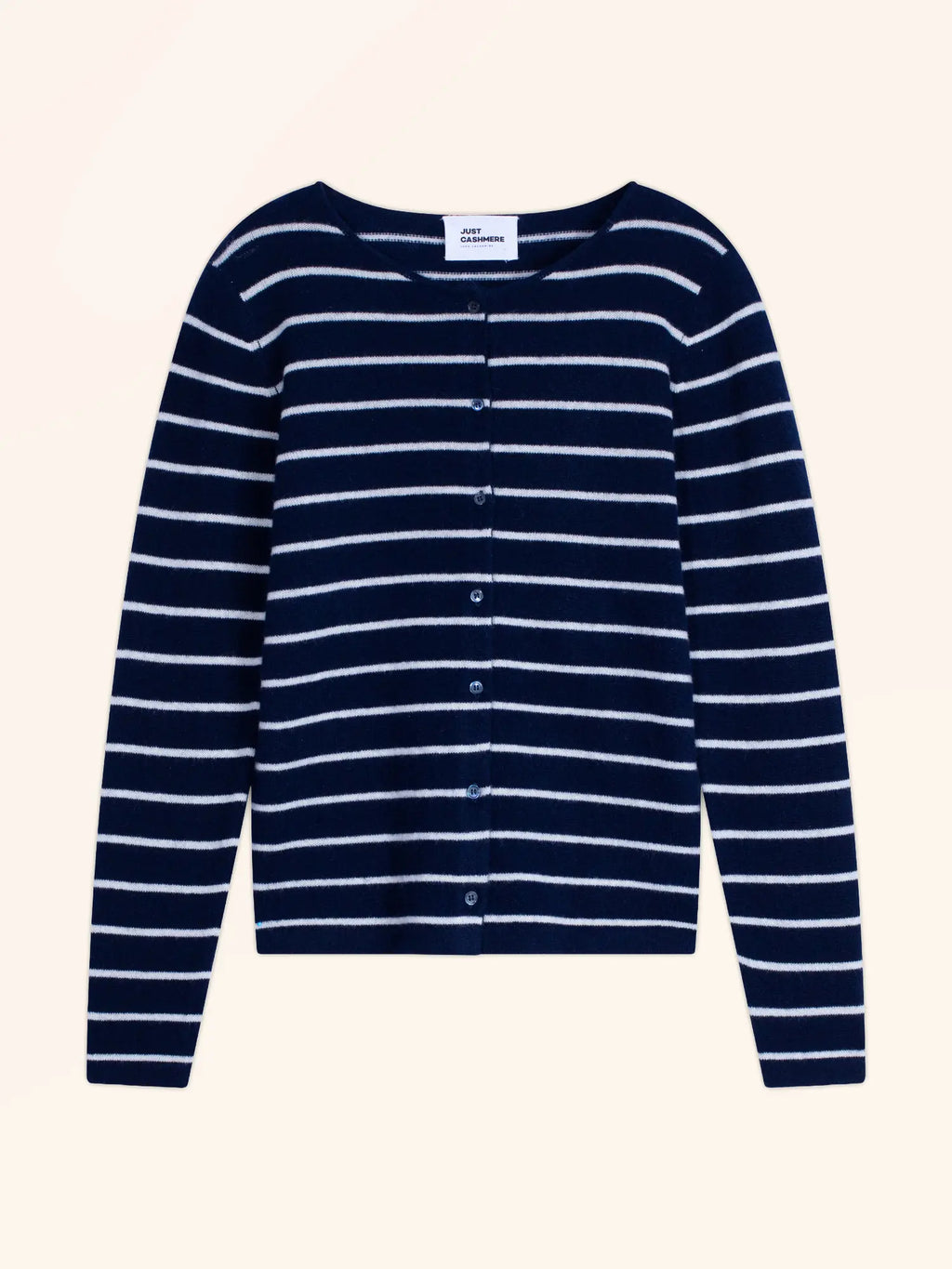 OPHELIA strickjacke rundhalsausschnitt marineblau und elfenbein