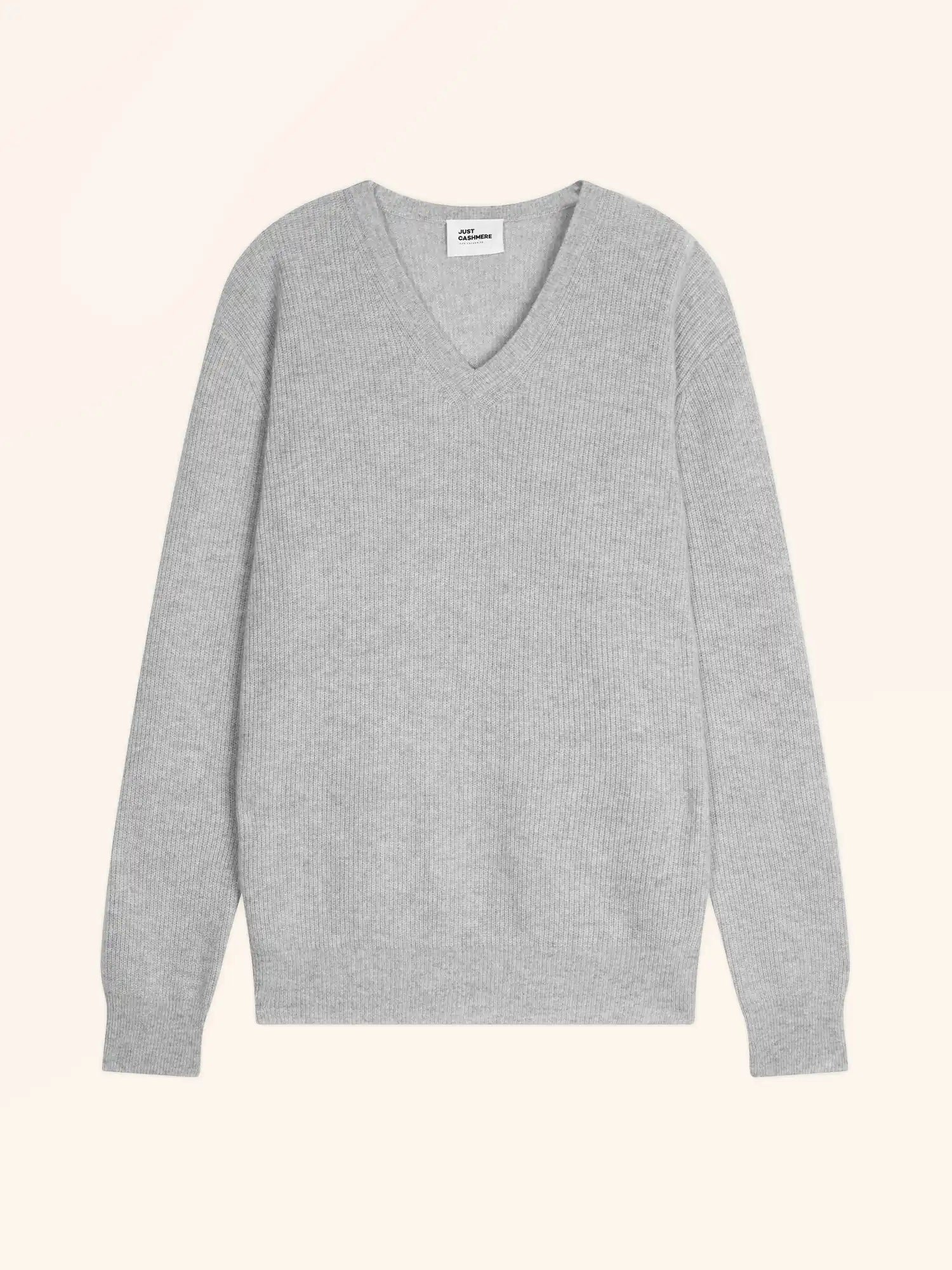 MEVRON pullover v-ausschnitt hellgrau meliert