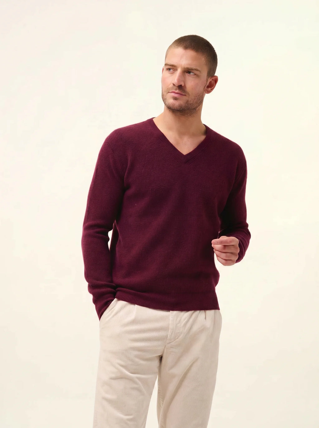 MEVRON pullover v-ausschnitt mûre