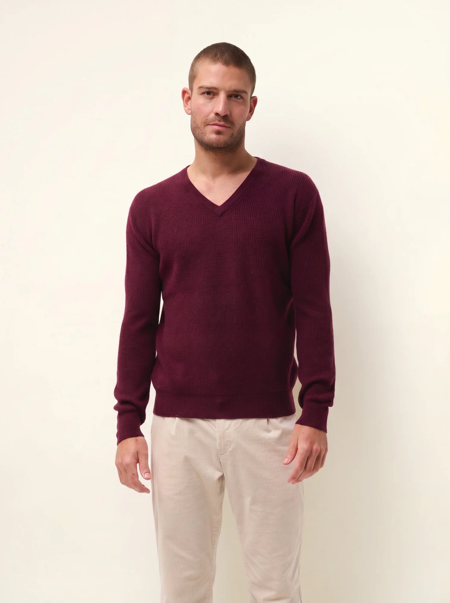 MEVRON pullover v-ausschnitt mûre