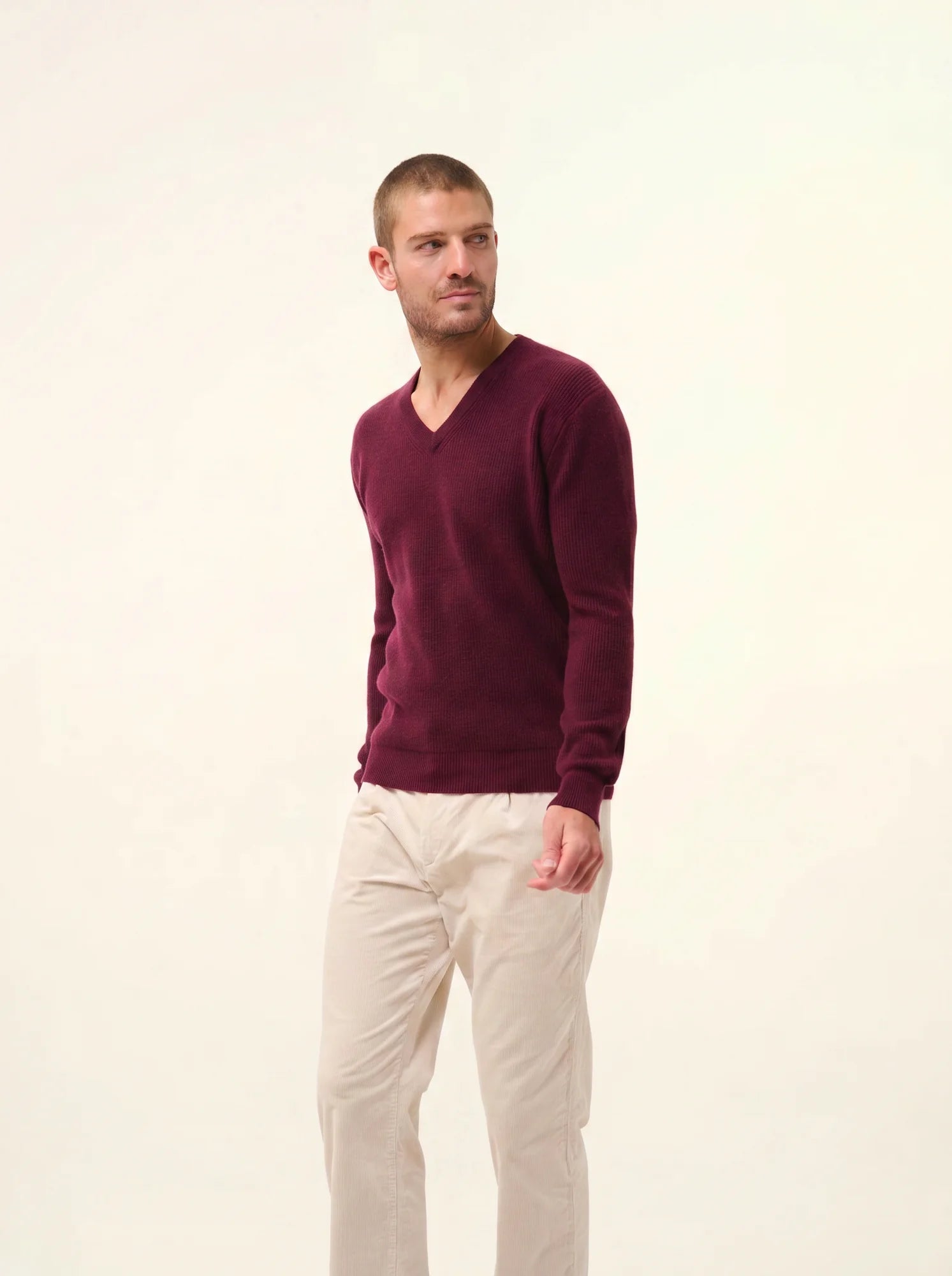 MEVRON pullover v-ausschnitt mûre