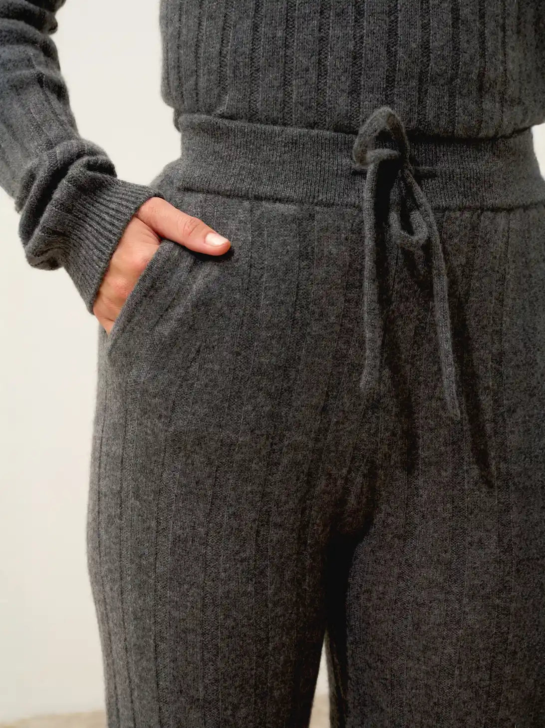 CLARISSA pantalon évasé anthracite chiné