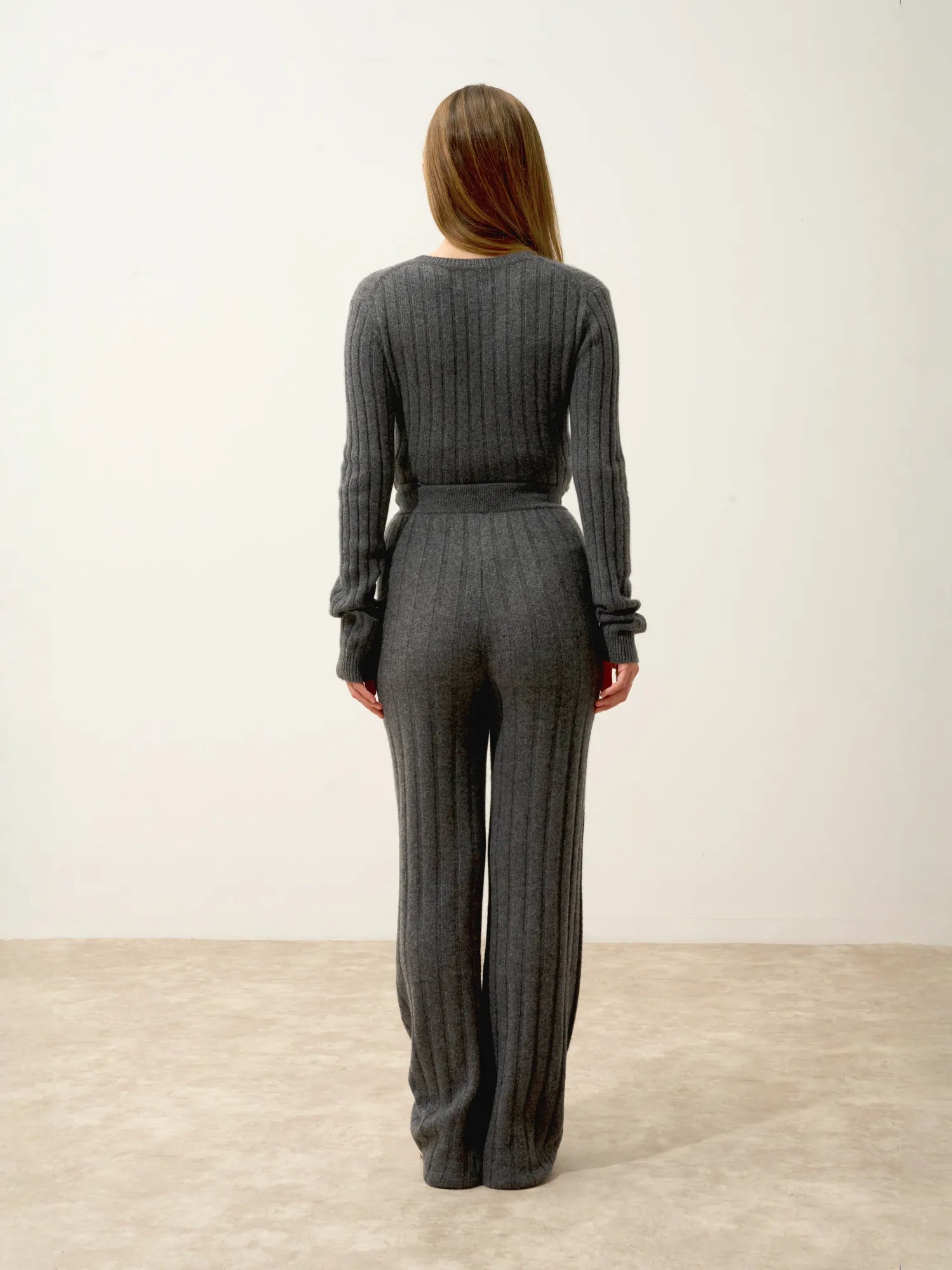 CLARISSA pantalon évasé anthracite chiné