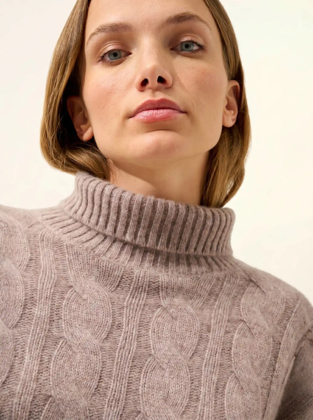 ALESSIA pull col roulé 6 fils caribou chiné