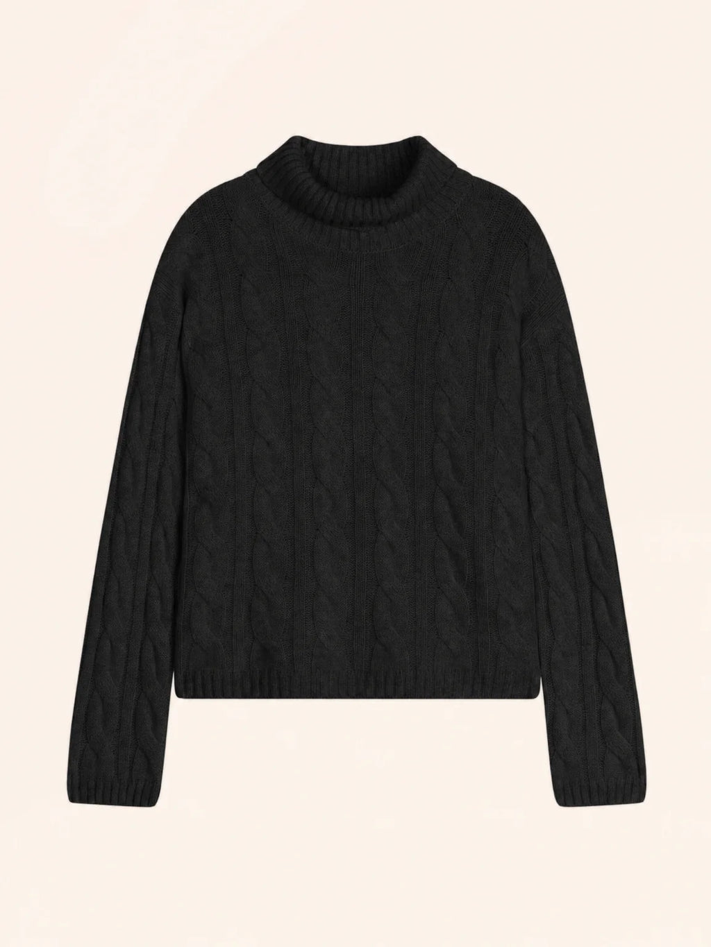 ALESSIA pull col roulé 6 fils noir