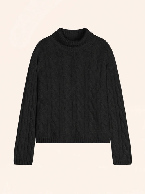 ALESSIA pull col roulé 6 fils noir